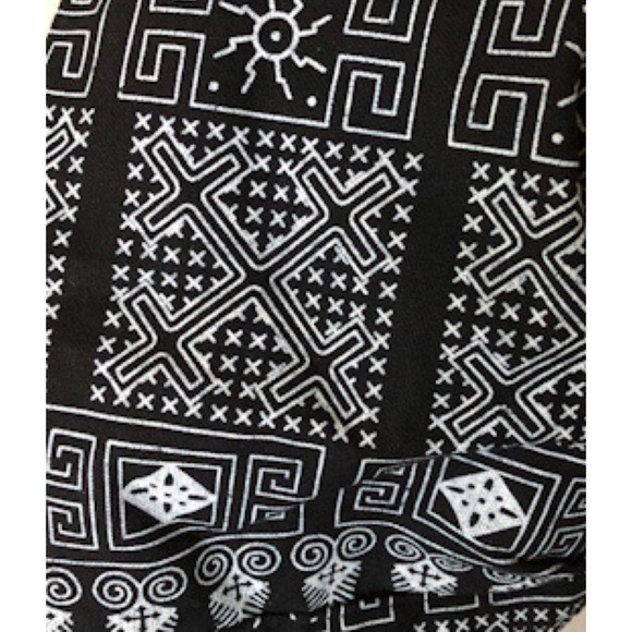 Thai Free Size Black and White Boho Festival Dress With Red Pom Poms - Picture 6 of 7